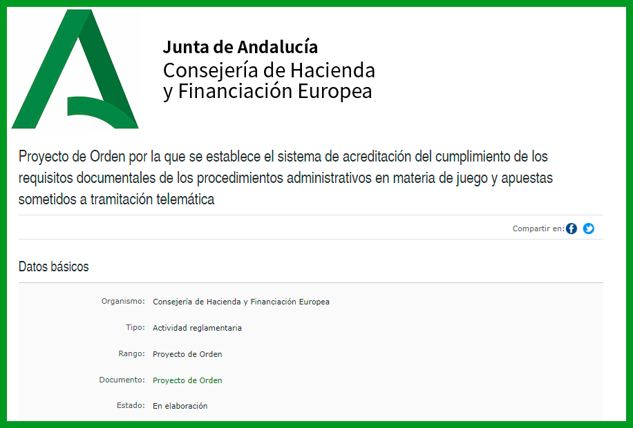  La Junta de Andalucía trabaja para activar la tramitación telemática de la acreditación de requisitos en materia de juego y apuestas