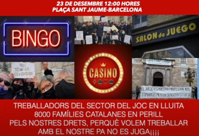  Los trabajadores del sector de juego catalán saldrán a las calles para protestar el próximo 23 de diciembre (Vídeo)
