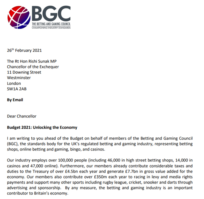 La Asociación BGC pide por carta al gobierno inglés aliviar las tasas para reactivar la economía y el empleo