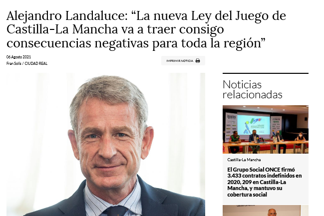 Interesante entrevista con Landaluce en un diario local de Castilla La Mancha:
