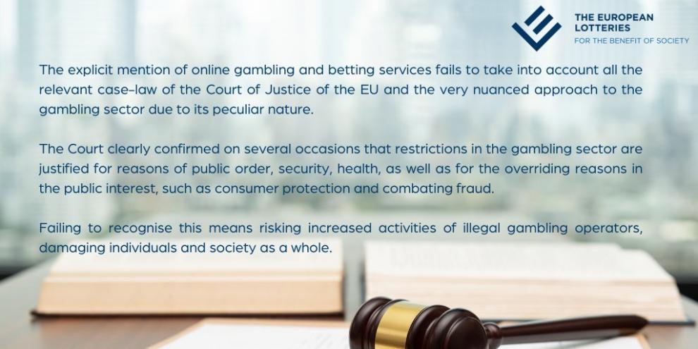  European Lotteries pide al Consejo de la UE excluir la mención explícita al juego online de la Ley de Servicios Digitales