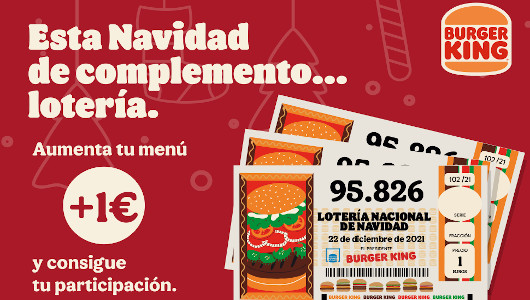  Burger King lanza una campaña con un youtuber para regalar participaciones del sorteo de la Lotería de Navidad 
(vídeo)