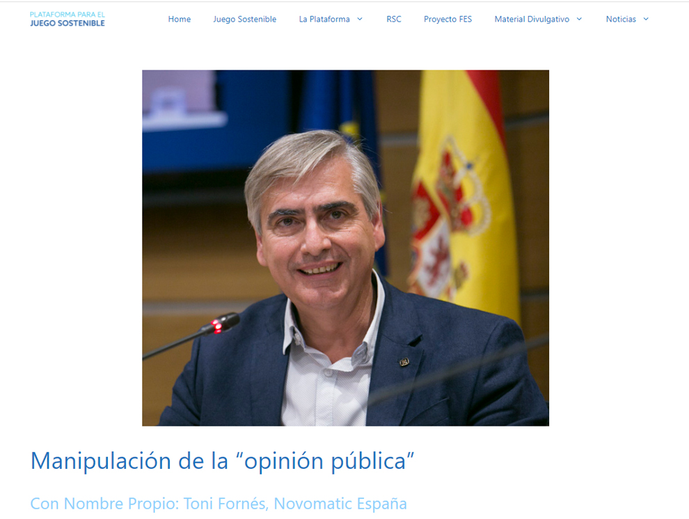  La Plataforma para el Juego Sostenible publica un artículo de Toni Fornés: 'Manipulación de la ‘opinión pública’'