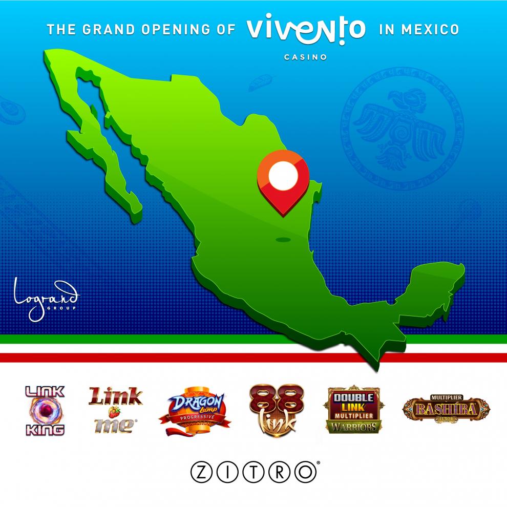 Más de 50 máquinas ZITRO en el nuevo casino VIVENTO en México
