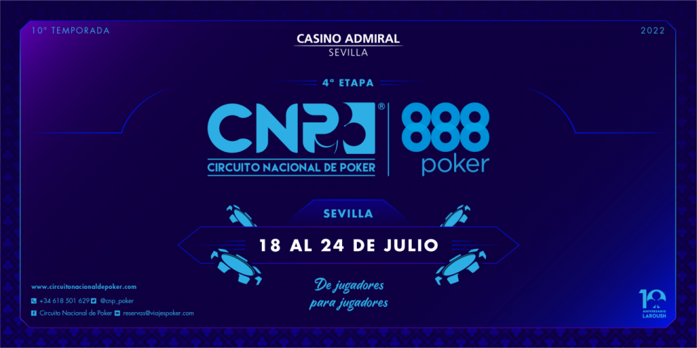 El Casino Admiral de Sevilla acogerá por primera vez una etapa del Circuito Nacional de Póker con el patrocinio de 888poker