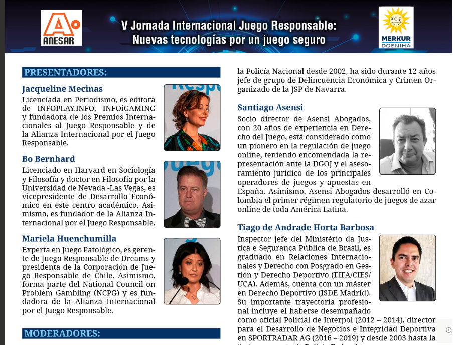 El deslumbrante panel de participantes en la V Jornada Internacional del Juego Responsable