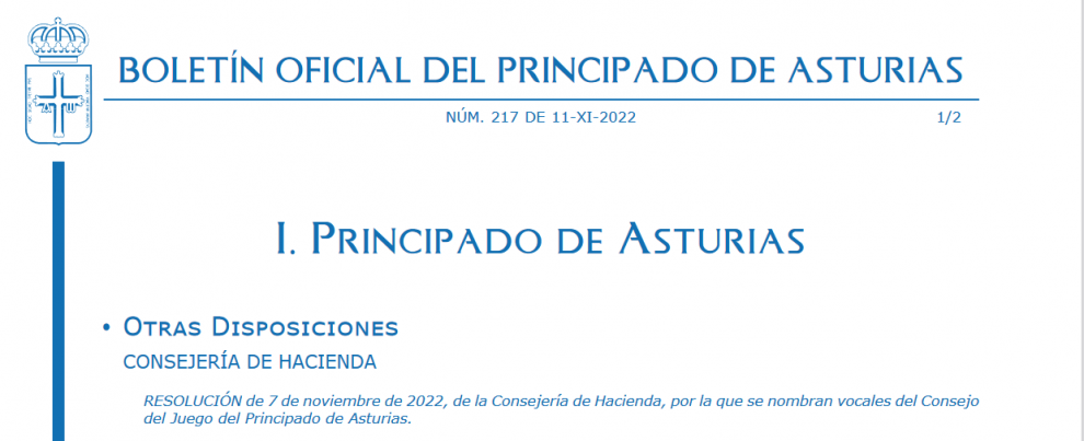 ELEGIDOS los miembros del Consejo del Juego del Principado de Asturias