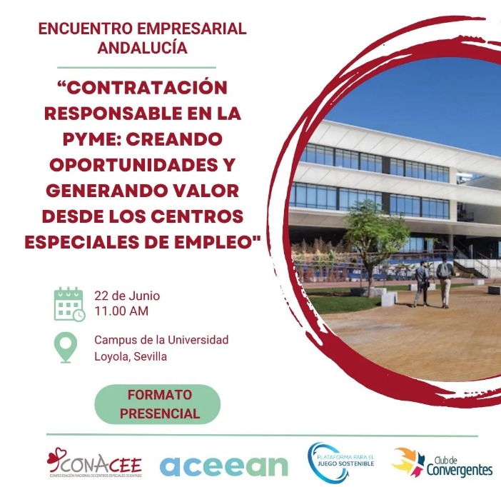 Las empresas del juego privado en España y CONACEE firman un acuerdo para la inserción laboral de personas con discapacidad: 
el 22 de junio el ‘Encuentro Empresarial Andalucía’