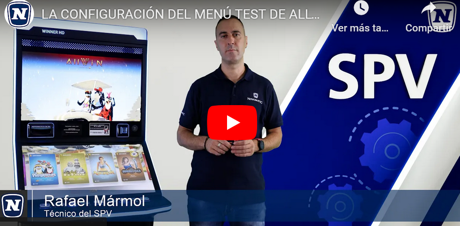 Novomatic Spain nos muestra las configuraciones del Menú Test de AllWin y AllWin Series II
