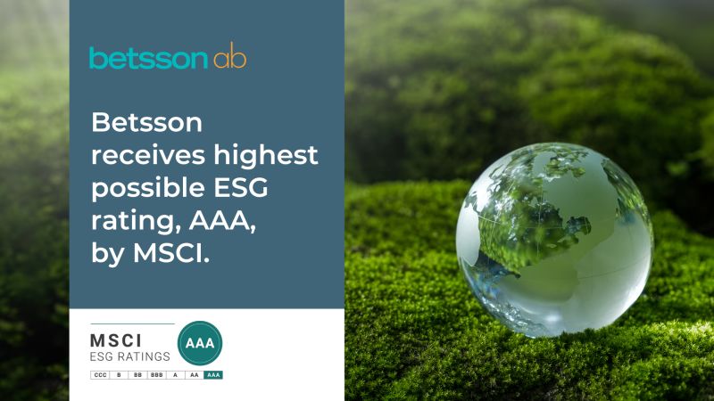 Betsson recibe la calificación ESG AAA más alta de MSCI
