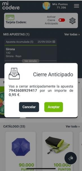 Codere España lanza una nueva app que permite cerrar apuestas en cualquier momento