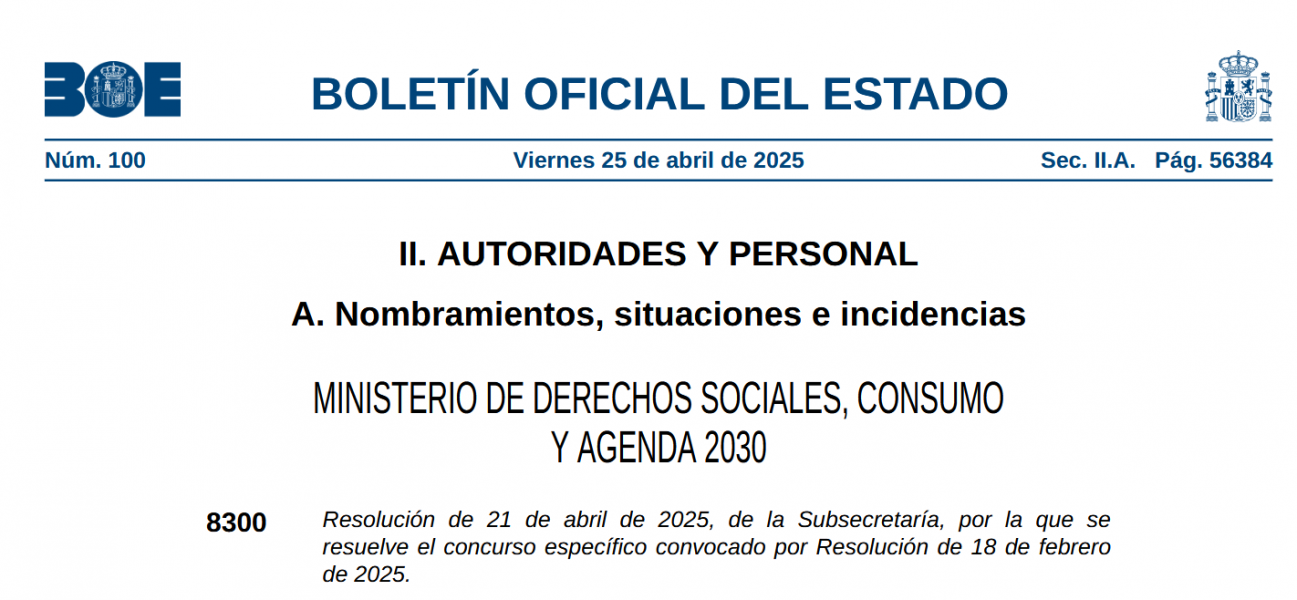 El Ministerio de Derechos Sociales refuerza el área de Juego con nuevos nombramientos