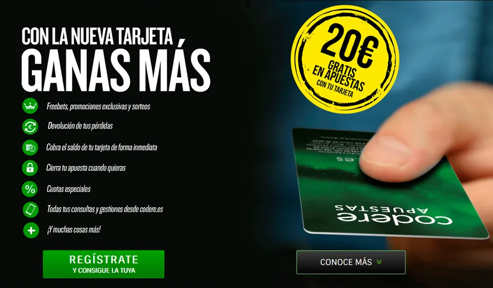 Codere Apuestas lanza la Tarjeta que permite el cobro en efectivo