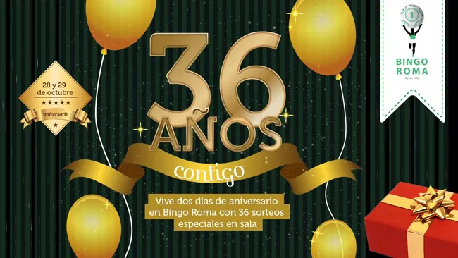 Bingo Roma celebra su 36 aniversario organizando 36 sorteos especiales