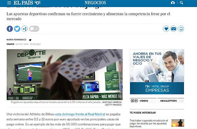 El diario “El País” recaba información de Codere, Kirolbet e InfoPlay