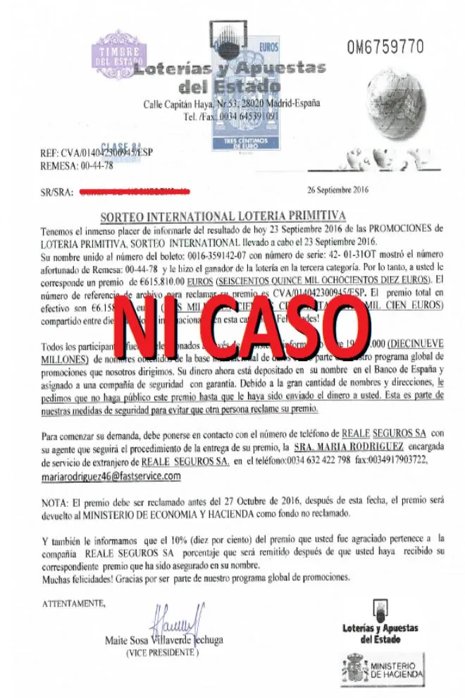 La OCU alerta sobre la circulación de “la falsa Primitiva”
