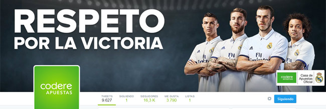 Codere Apuestas ya luce como Patrocinador Oficial del Real Madrid en redes sociales