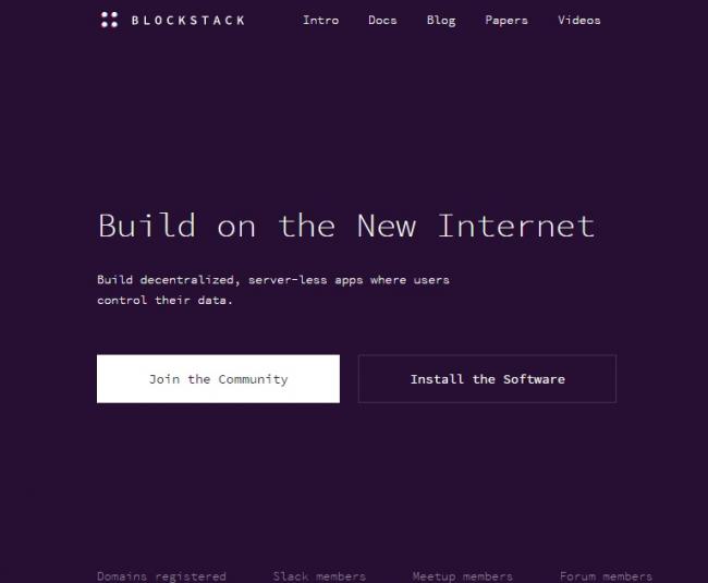 Imagen de la web de 'Blockstack'