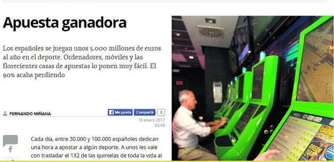 Otro reportaje demoledor sobre la Industria de las Apuestas que además ilustra la noticia con terminales de Codere