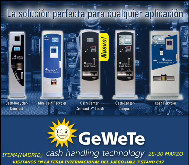 GeWeTe lucirá en la Feria de Madrid sus máquinas de cambio integradas en los terminales de Sportium