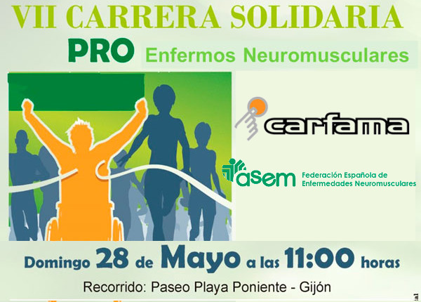 Carfama estará en la VII Carrera Solidaria con las enfermedades neuromusculares de Gijón