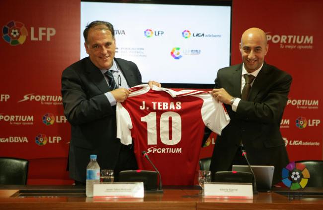 El Presidente de LaLiga, Javier Tebas y el CEO de Sportium, Alberto Eljarrat presenta hoy la renovación del importante Patrocinio 