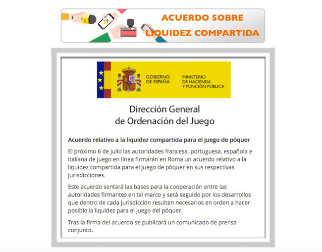 ITALIA, FRANCIA, PORTUGAL Y ESPAÑA firmarán el próximo 6 de julio en Roma el acuerdo relativo a la liquidez compartida en sus mercados de Poker Online