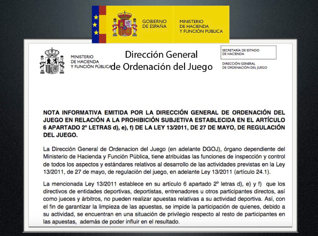 La DGOJ da un golpe encima de la mesa por la integridad en las Apuestas deportivas: Prohibicion expresa a directivos, jugadores, entrenadores y árbitros