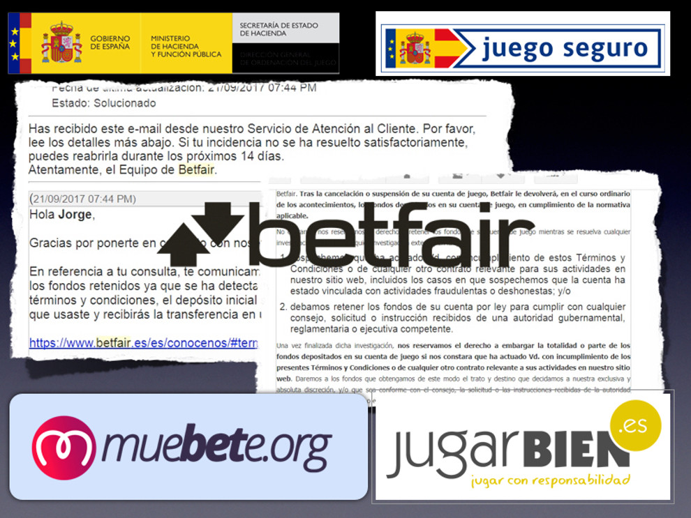LA INEXPLICABLE POLITICA DE CANCELACION DE BETFAIR expuesta públicamente