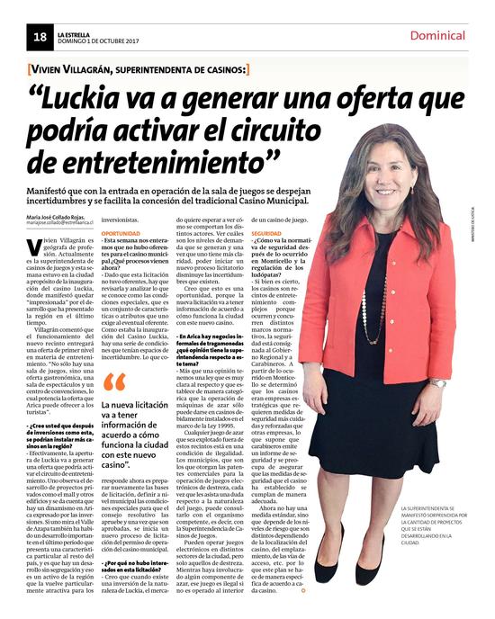 La Superintendenta de Casinos de Juego de Chile ensalza la oferta que Luckia llevará a Chile