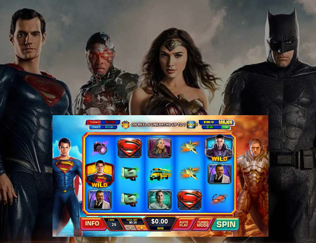 Un estreno de cine (La Liga de la Justicia), argumento promocional para las slots online de superhéroes