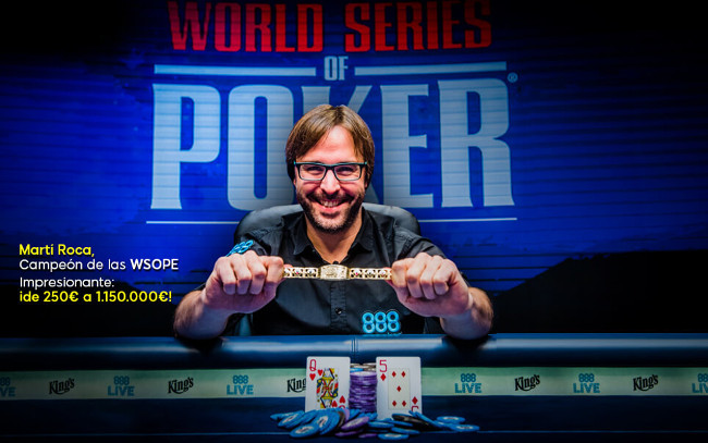 Martí Roca, de Mataró, campeón del Evento Principal 
de las WSOP Europa (1.115.207€) 