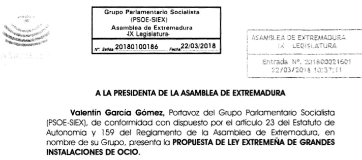 Aquí tienen la Propuesta que regularía la Gran Instalación de Ocio en Extremadura con "tratamiento diferenciado al establecido en la actual Ley del Juego"
