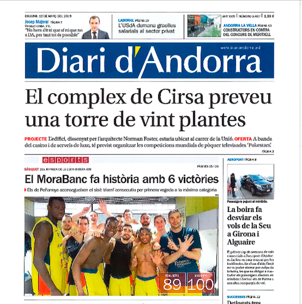 La propuesta de Cirsa para el Casino de Andorra, gran protagonista de la prensa local
