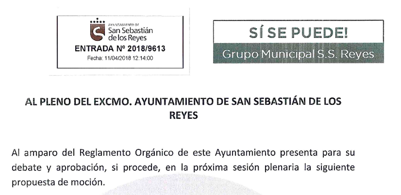 El Partido de Podemos en San Sebastián de los Reyes presenta una moción para "evitar la concentración" de Salas de Juego