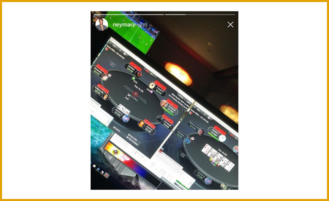 Neymar disfrutaba del poker online mientras su equipo jugaba el partido que le daba el título de Liga
