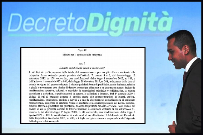 El mundialmente conocido "Decreto Dignità" italiano ya cuenta con un texto definitivo en los aspectos relacionados con el Juego