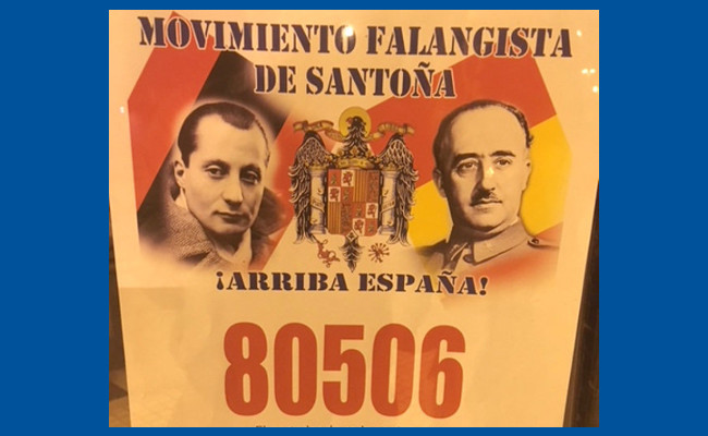 Presencia de Franco y a José Antonio Primo de Rivera en la lotería de los falangistas de Santoña (Cantabria)