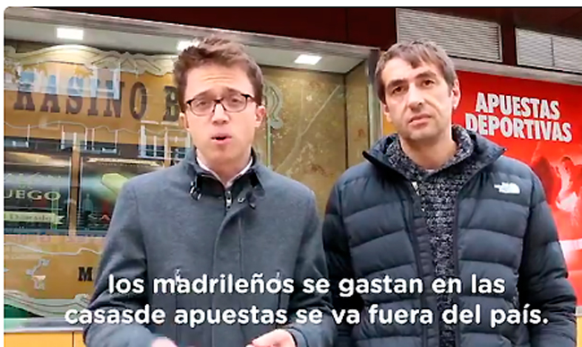 EXCLUSIVA Un desinformado Iñigo Errejón también entra en la campaña de Salones de Juego de Madrid