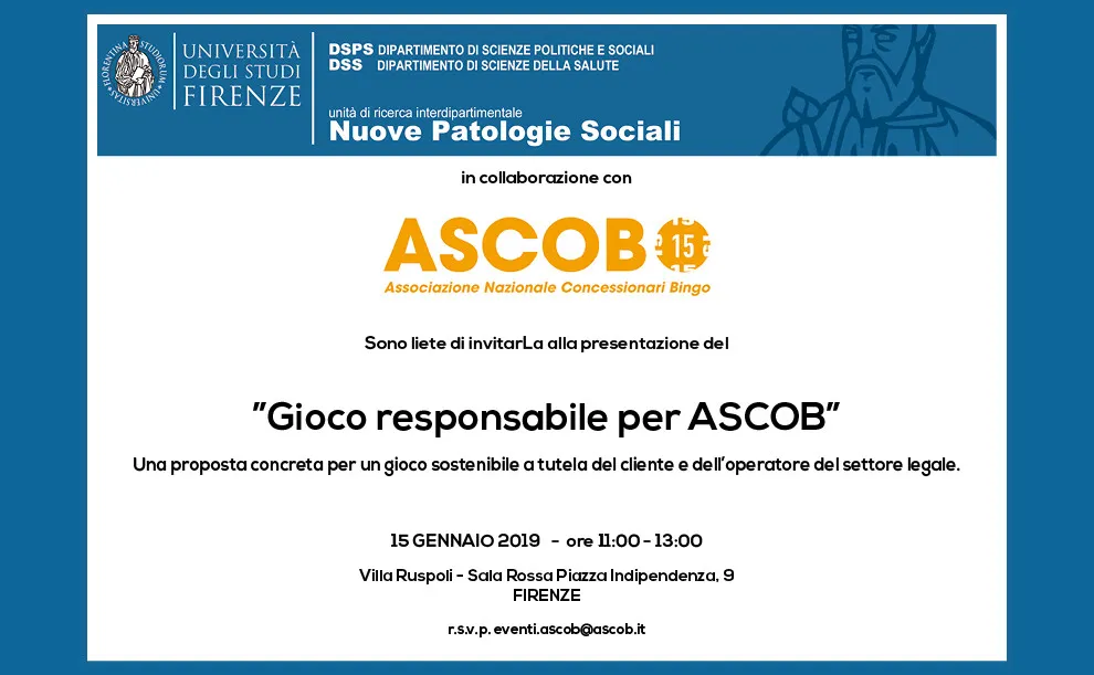 La asociación de salas de Bingo ASCOB y la Universidad de Florencia presentan su proyecto de Juego Responsable