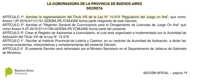  La provincia de Buenos Aires ya cuenta oficialmente con una regulación explícita del juego online

