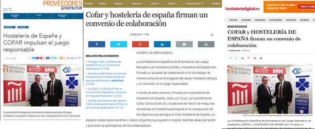 COFAR y el Programa de Acreditación en Juego Responsable ya está en la prensa del sector Hostelero y económico