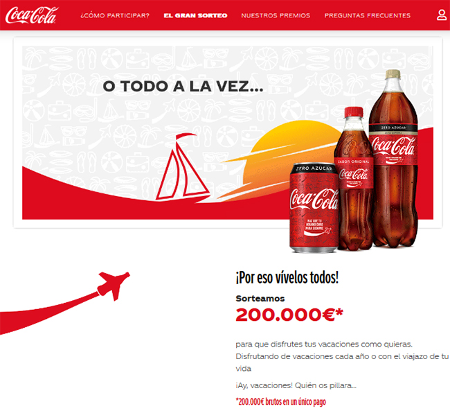 VÍDEO Asi es la escandalosa campaña de Coca Cola: "Gana las vacaciones de toda tu vida"... puro estilo ONCE y SELAE
