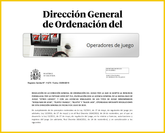 Hero Bet renuncia a sus licencias en España