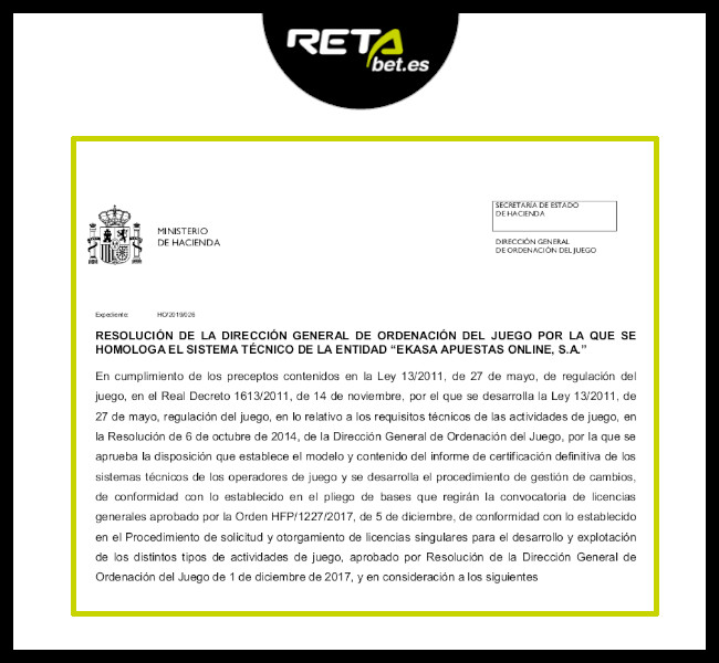 Retabet homologa sus slots, blackjack y ruleta