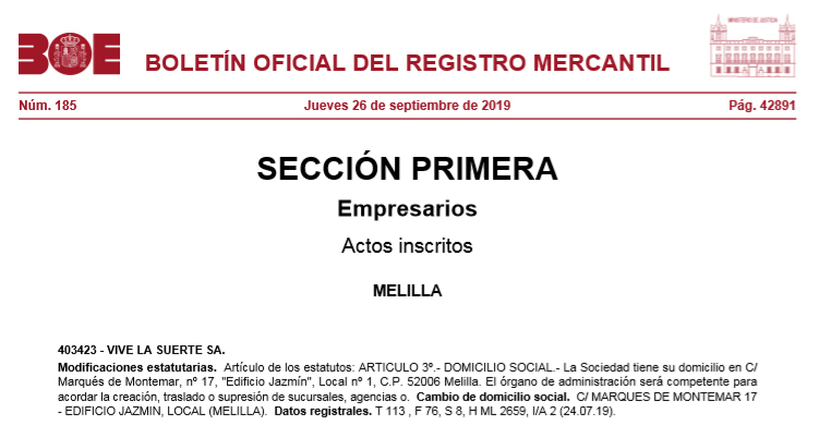 PRIMICIA 
ORENES traslada 'Vive La Suerte' a Melilla