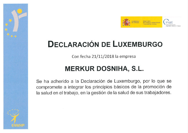 Merkur Dosniha obtiene el Certificado de adhesión a la Declaración de Luxemburgo