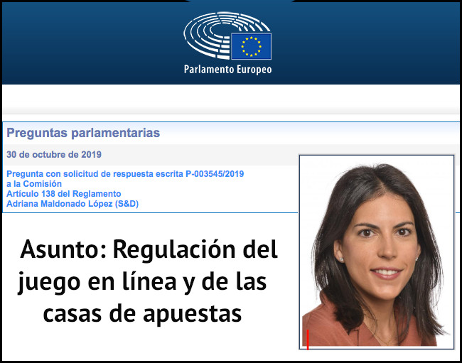 Adriana Maldonado (PSOE) lleva al Parlamento Europeo la posibilidad de establecer un marco regulador global para el juego online
