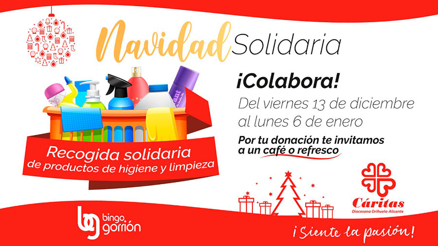 BINGO GORRIÓN y CÁRITAS, juntos en una recogida solidaria de productos de higiene y limpieza