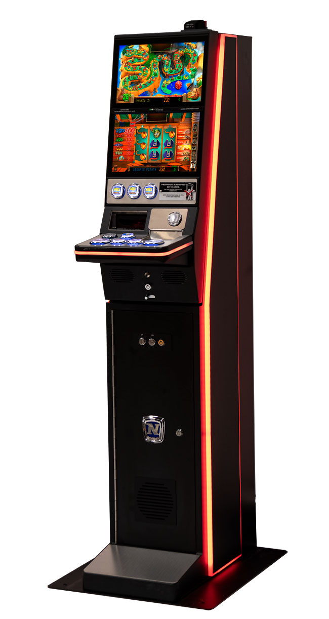 Modelo MINIMAT: Pantalla superior 12,1”, pantalla inferior táctil PCAP 12,1”, Doble pagador Azkoyen Rode U-II, Selector monedas Azkoyen X6D2S cctalk, Clasificador monedas Azkoyen U5 cctalk, Lector billetes Innovative tech. NV9USB con Reciclador